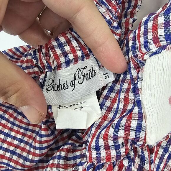 Stitches Of Faith Red White Blue Anchor Smocked Toddler Girl Size 3T Swimsuit - Picture 7 of 7